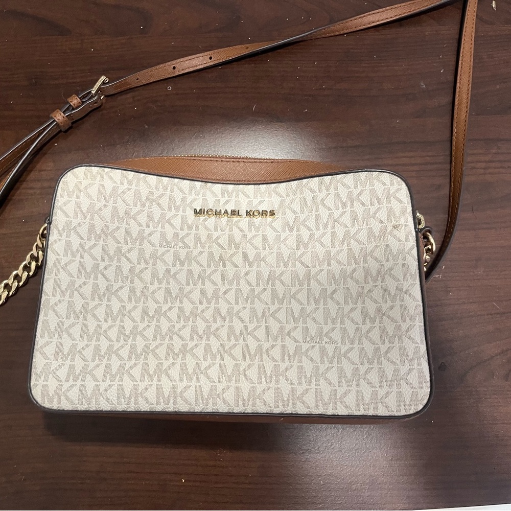Michael Kors Brown and Cream Crossbody Bag